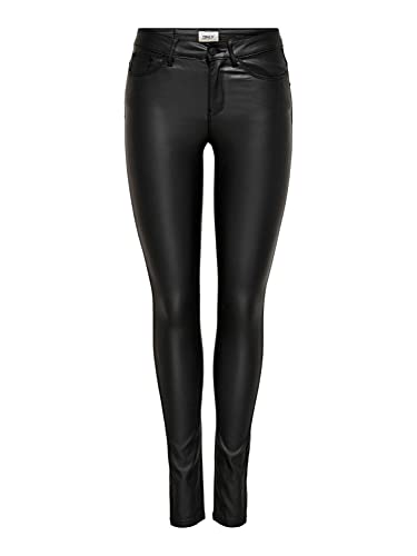 ONLY Damen Hose OnlAnne Coated Pant beschichtete Jegging Leder-Optik Stretch, Farbe:Schwarz, Jeans/Hosen Neu:S / 32L von ONLY