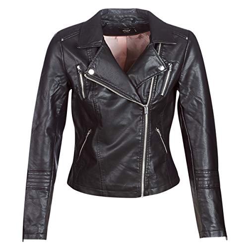 ONLY Damen onlGEMMA Faux Leather Biker OTW NOOS Jacke, Schwarz Black, Small (Herstellergröße: 36) von ONLY