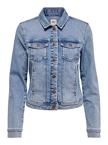 ONLY Damen Jeans Jacke Westa Life leichte Übergangsjacke, Denim-Look 15192447 Light Blue Denim 36 von ONLY
