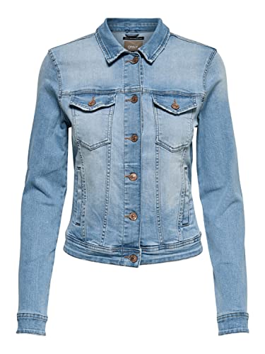 ONLY Damen Jeans-Jacke kurz, Farbe:Blau, Größe:34 von ONLY