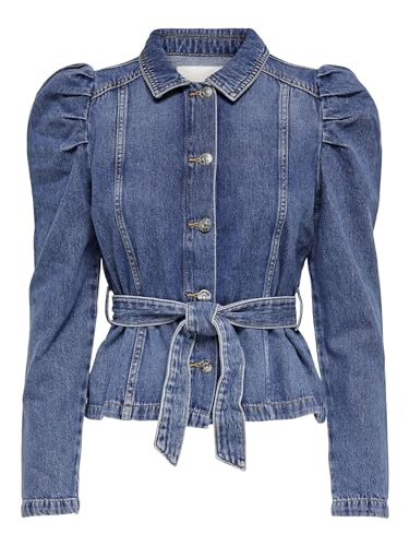 ONLY Damen Jeansjacke ONLJules Life Denim Jacket 15235675 Jacke mit Bindegürtel Medium Blue Denim L von ONLY