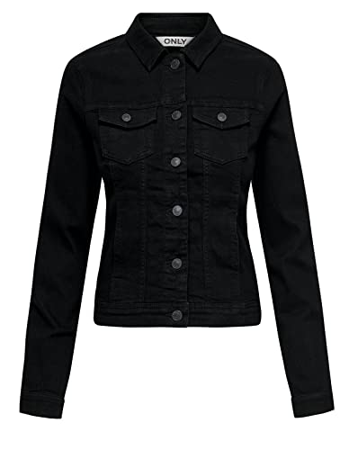 ONLY Damen Jeansjacke ONLWonder Life Übergangsjacke mit Knopfleiste 15243147 Black XXL von ONLY