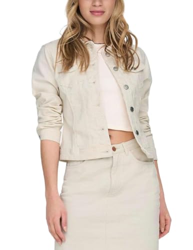 ONLY Damen Jeansjacke ONLWonder Life Übergangsjacke mit Knopfleiste 15243147 Ecru L von ONLY