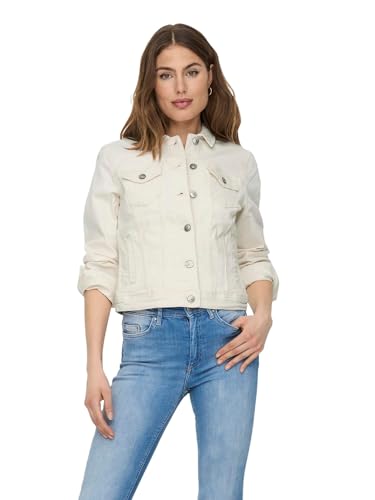 ONLY Damen Jeansjacke Tia Life mit Knopfleiste 15177238 Ecru 42 von ONLY