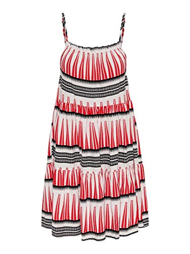 ONLY Damen Kleid OnlLucca 15204731 White AOP Graphic 3 Black/White/red 36 von ONLY