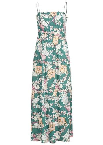 ONLY Damen Kleid Midi Dress gesmoktes Detail Blumen Print deep Jungle grün von ONLY