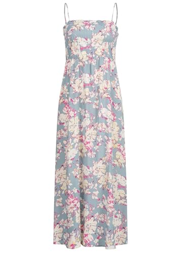 ONLY Damen Kleid Midi Dress gesmoktes Detail Blumen Print stone blau von ONLY