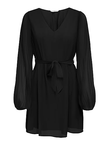 ONLY Damen Kleid ONLSTAR Life L/S Plisse Sleeve Dress PTM 15305846 ,Schwarz ,XS ONLY Damen Kleid ONLSTAR Life L/S Plisse Sleeve Dress PTM 15305846 ,Schwarz ,XS von ONLY