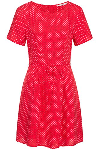 ONLY Damen Kleid onlLAURA SS AOP Dress WVN 15156465, Knielang, Gr. 36, Mehrfarbig_Mehrfarbig (Mars Red AOP:Cloud Dancer Dots) von ONLY