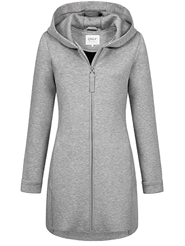 ONLY Damen Kurz-Mantel Lena Bonded Hood 15216457 Light Grey Melange M von ONLY