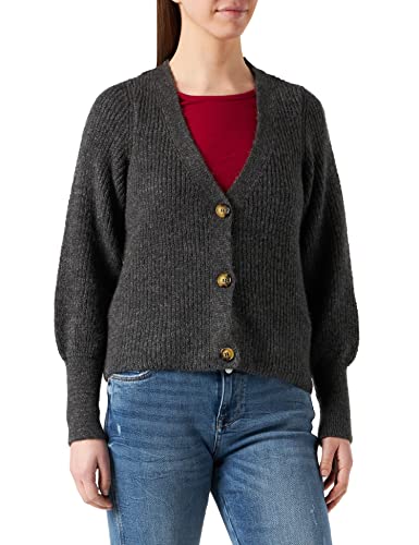 ONLY Damen Kurze Strickjacke | Langarm V-Ausschnitt Cardigan Knitted Basic | Stretch Sweater ONLCLARE, Farben:Dunkelgrau, Größe:L von ONLY