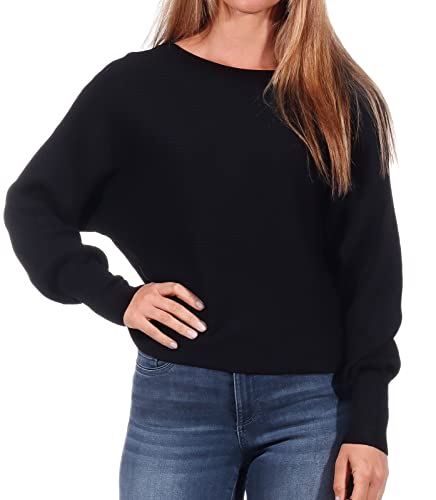 ONLY Damen Kurzer Strickpullover | Knitted Basic Stretch Sweater | Langarm Shirt U-Boot ONLADALINE, Farben:Schwarz, Größe:M von ONLY