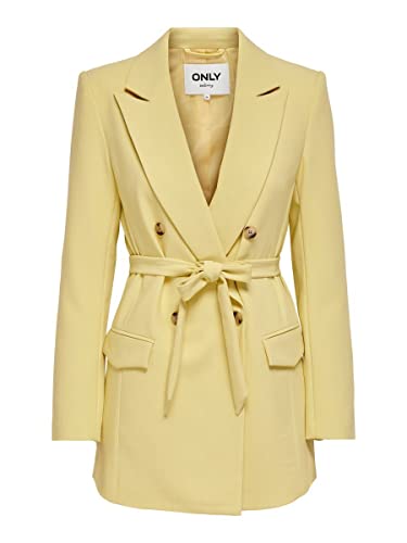 ONLY Damen Kurzmantel Blazer ONLGianna Life Damenjacke mit Gürtel 15245235 Straw 36 von ONLY