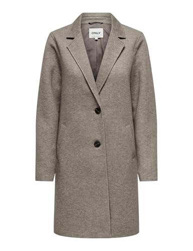 ONLY Damen Kurzmantel ONLSedona Life Carrie lange Damenjacke mit Reverskragen 15321862 Walnut Melange M von ONLY