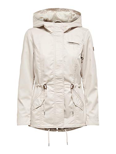 ONLY Damen Kurzmantel Übergangs-Jacke ONLLorca Canvas Parka 15216452 Moonbeam M von ONLY