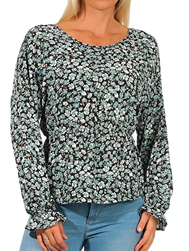 ONLY Damen Langarm-Bluse ONLFuchsia mit Blumen-Muster 15226458 Dusty Turquoise AOP: Ranch floral M von ONLY