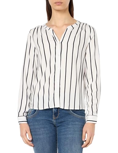 ONLY Damen Langarm-Bluse ONLGusta Life Damenshirt mit Knopfleiste 15317938 Cloud Dancer Night Sky Ocean Stripe M von ONLY