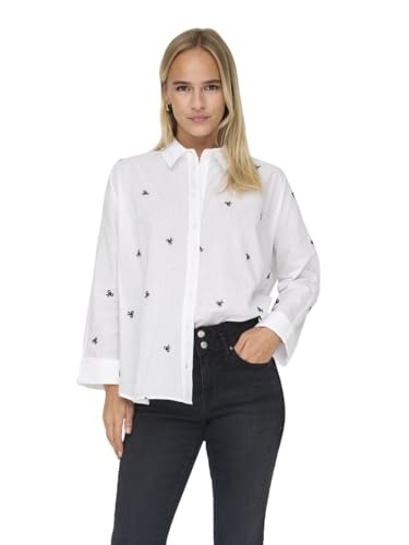 ONLY Damen Onlnew LINA Grace LS EMB Shirt NOOS WVN Langarmbluse, Bright White Black Bow,M ONLY Damen Onlnew LINA Grace LS EMB Shirt NOOS WVN Langarmbluse, Bright White Black Bow,M von ONLY