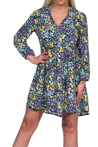 ONLY Damen Langarm Viskose Kleid Onlnova Life L/S Thea mit Alloverprint 15248557 Black: jlo Blossom 34 von ONLY