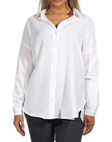 ONLY Damen Lange Oversized Hemd Bluse | Langarm Classic Tunika | Oberteil mit Schlitzen ONLTHYRA, Farben:Weiß, Größe:XL ONLY Damen Lange Oversized Hemd Bluse | Langarm Classic Tunika | Oberteil mit Schlitzen ONLTHYRA, Farben:Weiß, Größe:XL von ONLY