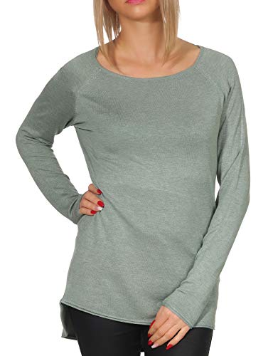 ONLY Damen Langer Feinstrick Pullover | Langarm Rundhals Knit Sweater | Stretch Jumper Locker ONLMILA, Farben:Grün, Größe:M von ONLY