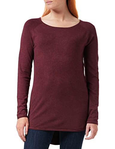 ONLY Damen Langer Feinstrick Pullover | Langarm Rundhals Knit Sweater | Stretch Jumper Locker ONLMILA, Farben:Weinrot, Größe:S von ONLY