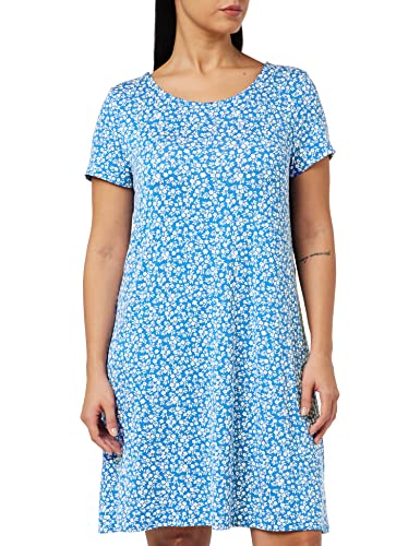 ONLY Damen Lockeres Shirtkleid | Mini Basic Kurzarm Sommer Dress | Rücken Ausschnitt Schnürung ONLBERA, Farben:Blau, Größe:XL von ONLY