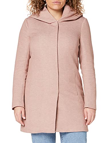 ONLY Damen Eleganter Mantel Coat Cozy Fleecejacke ONLSEDONA Basic Cardigan mit großer Kapuze und Reißverschluss, Farben:Rosa, Größe:XXL von ONLY