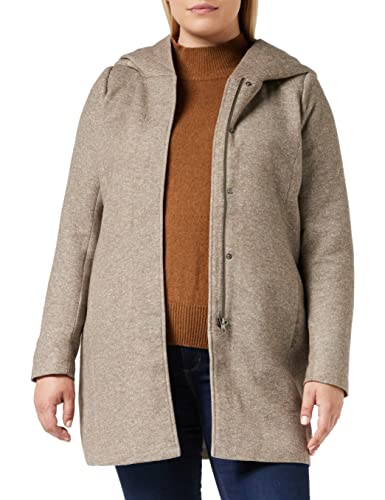 ONLY Damen Eleganter Mantel Coat Cozy Fleecejacke ONLSEDONA Basic Cardigan mit großer Kapuze und Reißverschluss, Farben:Taupe, Größe:XXL von ONLY