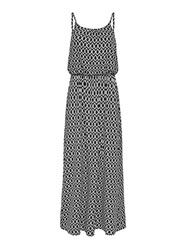 ONLY Damen Maxi-Kleid OnlWinner Spagetti-Träger Strandkleid Sommer-Kleider, Farbe:Schwarz/Weiß, Größe:42 von ONLY