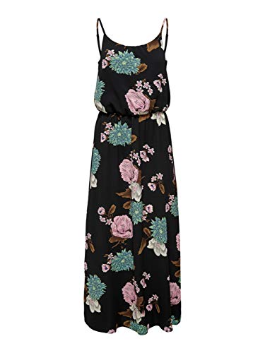 ONLY Damen Maxi-Kleid OnlWinner Spagetti-Träger Strandkleid Sommer-Kleider, Farbe:grün mit Schwarz, Größe:40 von ONLY