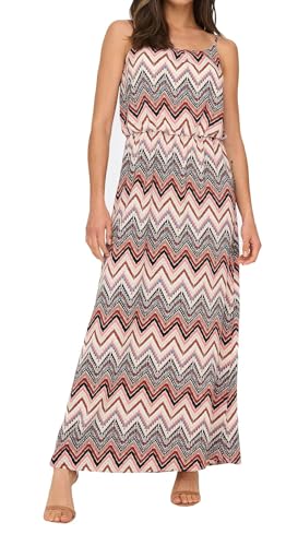 ONLY Damen Maxi Kleid Winner Trägerkleid mit Alloverprint 15177381 Cloud Dancer Arabian Zigzag 34 von ONLY