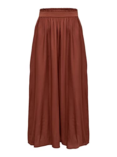 ONLY Damen Maxi-Rock OnlVenedig Paperbag Skirt Lang Sommer Einfarbig, Farbe:Braun, Größe:XL von ONLY