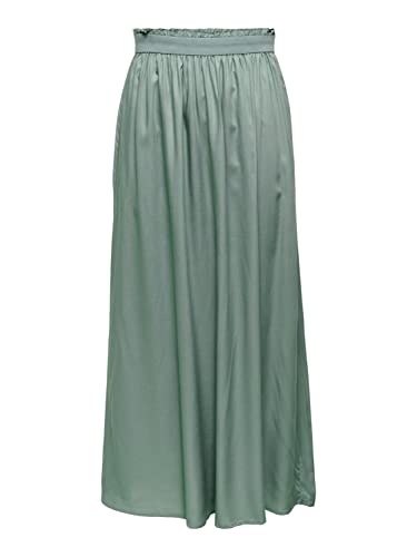 ONLY Damen Maxi-Rock OnlVenedig Paperbag Skirt Lang Sommer Einfarbig, Farbe:Grün, Größe:M von ONLY