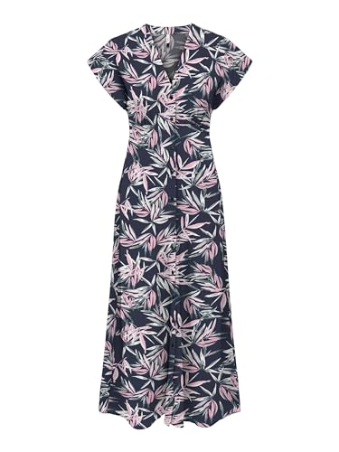 ONLY Damen Maxi Viskose Kleid mit Knopfleiste Blätterprint Onlnova Life Mollie Long 15317842 Sky Captain 476 True Leaf S von ONLY