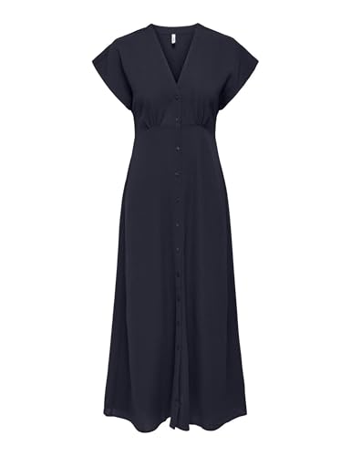 ONLY Damen Maxi Viskose Kleid mit Knopfleiste Onlnova Life Mollie Long 15317841 Night Sky S von ONLY