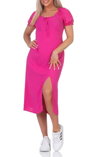 ONLY Damen Midi Kleid Onlnova Life Kai Long Sommerkleid mit Schlitz wadenlang15283528 Raspberry Rose M von ONLY