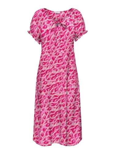 ONLY Damen Midi Kleid Onlnova Life Vis Kai wadenlang mit Leopardmuster 15283529 Raspberry Rose 477 Empowered Leo L von ONLY