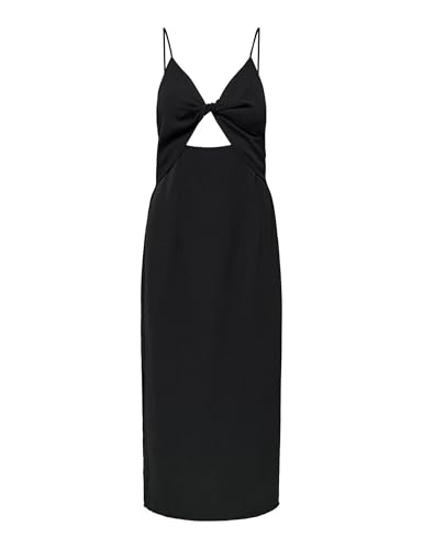 ONLY Damen Midi Kleid Schwarz mit Cut-Out-Detail, Schwarz, XS ONLY Damen Midi Kleid Schwarz mit Cut-Out-Detail, Schwarz, XS von ONLY