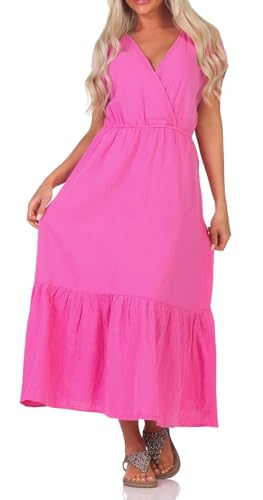 ONLY Damen Midi Musselin-Kleid in Wickeloptik ONLThyra Life Fake Wrap 15317787 Strawberry Moon M von ONLY
