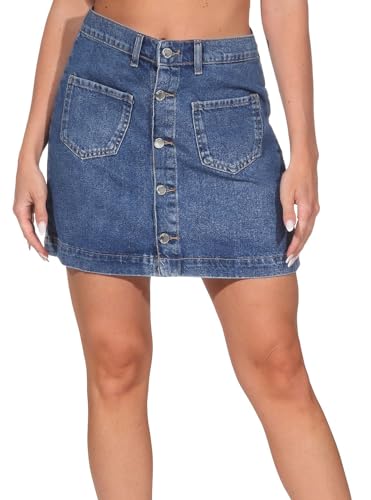 ONLY Damen Mini Jeans Rock ONLAmazing kurzer Damenrock sichtbare Knopfleiste 15349035 Medium Blue Denim XS von ONLY