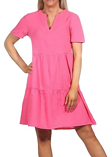 ONLY Damen Musselin Kleid ONLThyra V-Neck Sommerkleid mit Volants 15297307 Camellia Rose S von ONLY