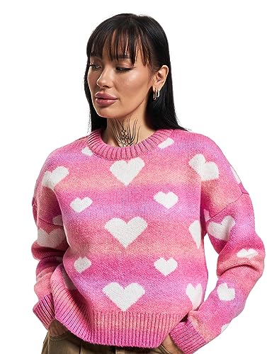 ONLY Damen ONLAIDA L/S CC KNT Pullover, Lavendula/Detail:Azalea pink/French Vanilla/W. CD Hearts, L von ONLY