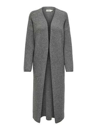 ONLY Damen ONLALPHA LS Maxi Cardigan KNT Strickjacke, Medium Grey Melange, S von ONLY