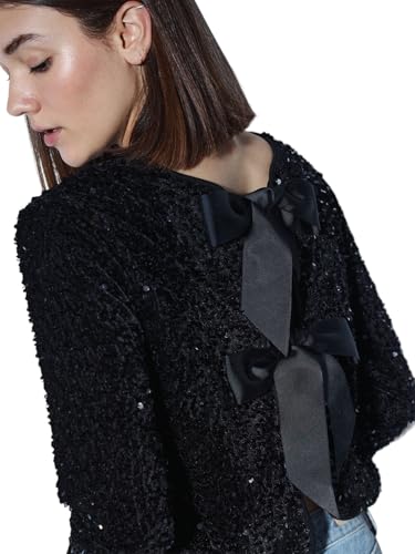 ONLANIKA Sequins LS Bow TOP WVN von ONLY