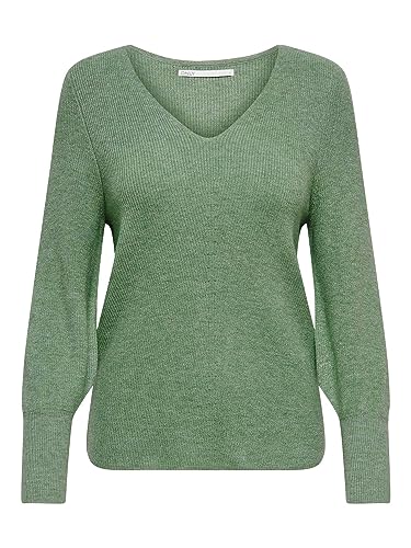 ONLY Damen ONLATIA L/S V-Neck Cuff KNT, Kale/Melange, L von ONLY