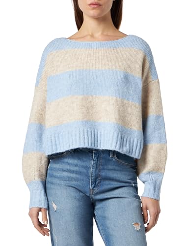 ONLY Damen ONLAYA Life L/S Boatneck Pull CC KNT Pullover, Angel Falls/Stripes:Birch, M von ONLY