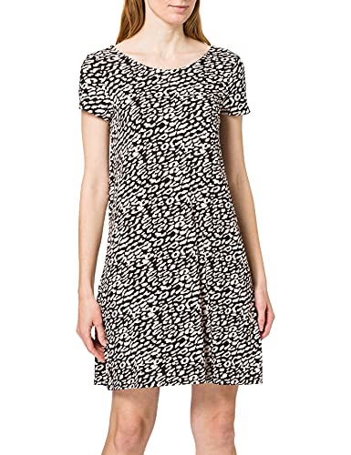 Only Damen ONLBERA Back LACE UP S/S Dress JRS NOOS Kleid, Black/AOP:Eggnog/Black Leo, S von ONLY