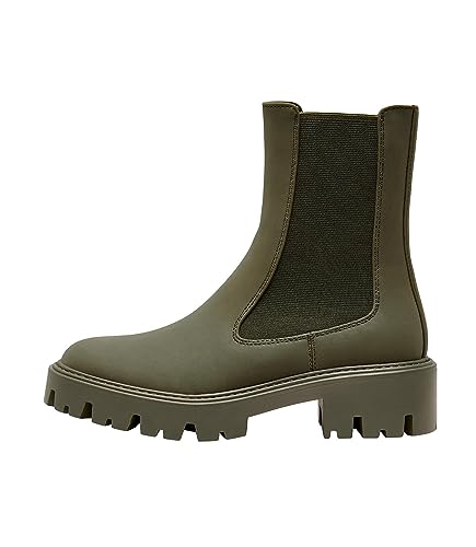 ONLY Damen Schuhe Chelsea-Boots ONLBetty-6 Monochrome Stiefeletten mit dicker Sohle 15304868 Forest Green 36 von ONLY