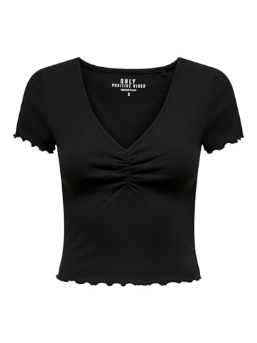 ONLY Damen ONLBETTY S/S V-Neck TOP CC JRS T-Shirt, Black, M von ONLY